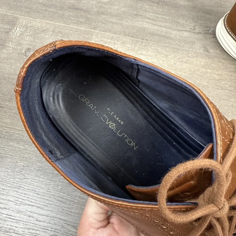 Cole Haan Mens Grand Evolution Wingtip Oxford British Tan Leather W05369 Size 11